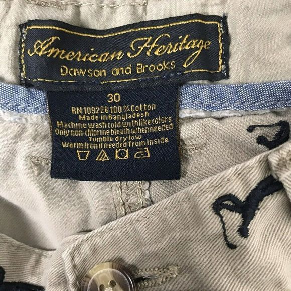 American Heritage Dawson Brooks Mens Khaki Shorts Embroidery Golfers Size 30 - Picture 3 of 4